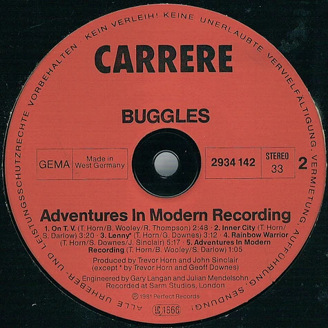 The Buggles - Adventures In Modern Recording