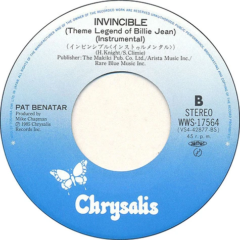 Pat Benatar - Invincible (Theme From The Legend Of Billie Jean)