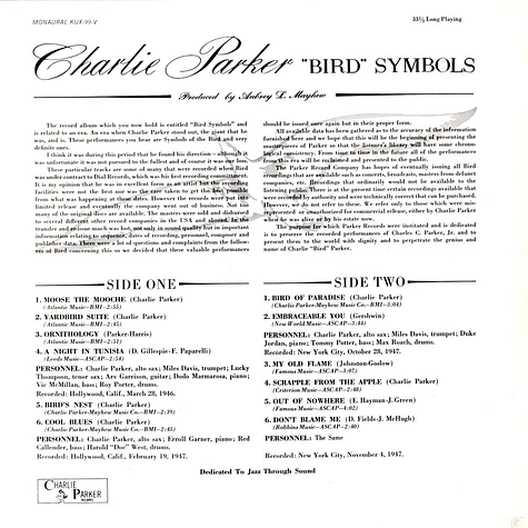 Charlie Parker - "Bird" Symbols