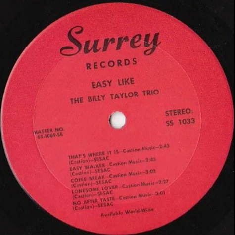 Billy Taylor Trio - Easy Like