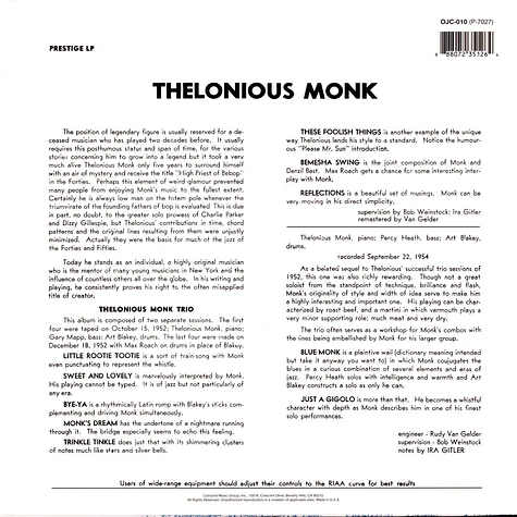 Thelonious Monk - Thelonious Monk Trio