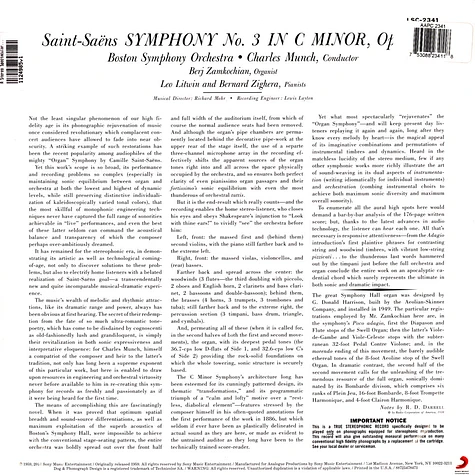 Charles Munch - A Stereo Spectacular: Symberj Zamchokian 200g Edition Works By Saint Saens