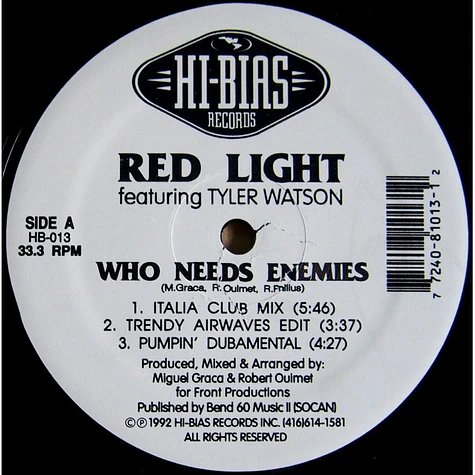 Red Light Featuring Tyler Watson - Who Needs Enemies - Remixes