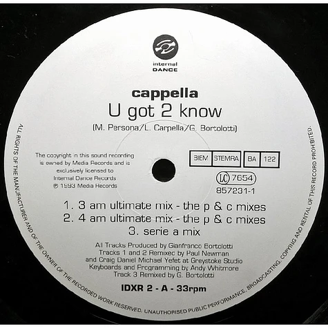 Cappella - U Got 2 Know (Revisited)