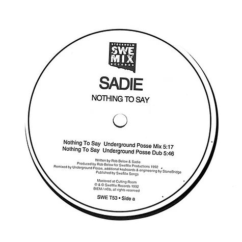 Sadie - Nothing To Say