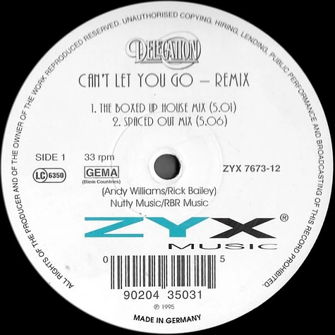 Delegation - Can't Let You Go (Remixes)