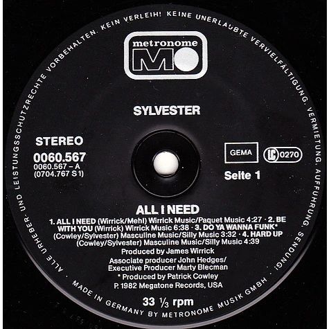 Sylvester - All I Need