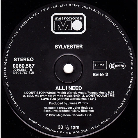 Sylvester - All I Need