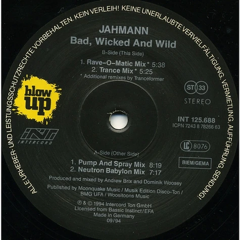 Jahman - Bad, Wicked & Wild