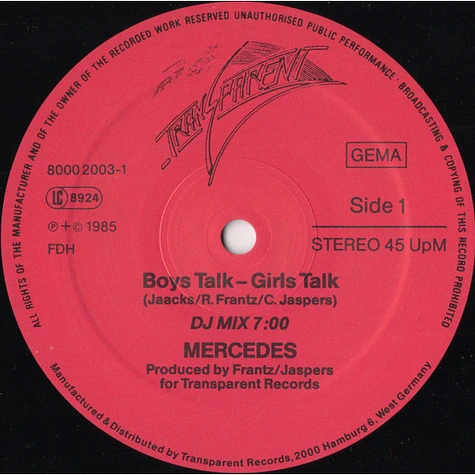 Mercedes - Boys Talk - Girls Talk