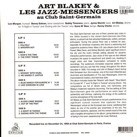 Art Blakey & The Jazz Messengers - Au Club St. Germain Colored Vinyl Edition