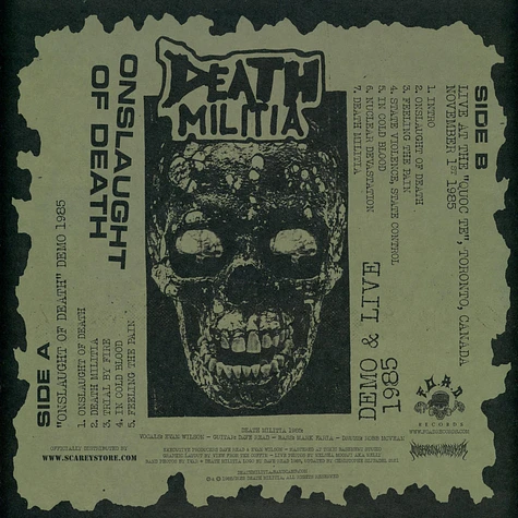 Death Militia - Onslaught Of Death: Demo & Live 1985 Black Vinyl Edition