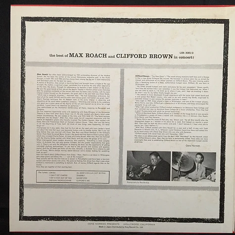 Clifford Brown And Max Roach - The Best Of Max Roach And Clifford Brown In Concert!