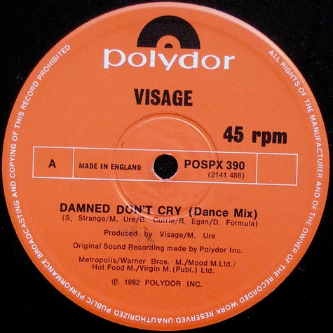 Visage - The Damned Don't Cry