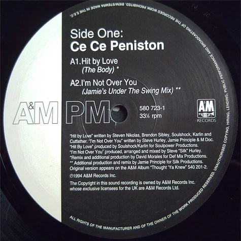 Ce Ce Peniston - Hit By Love (The Body) / I'm Not Over You