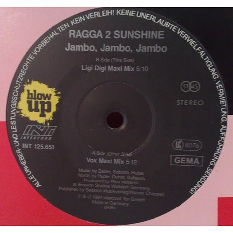 Ragga 2 Sunshine - Jambo Jambo Jambo