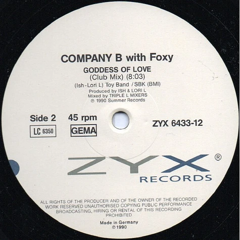 Company B With Foxy - Goddess Of Love