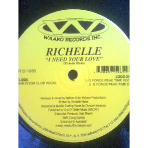 Richelle - I Need Your Love