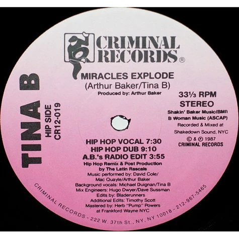 Tina B - Miracles Explode