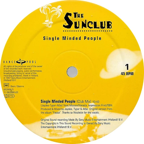 The Sunclub - Single Minded People