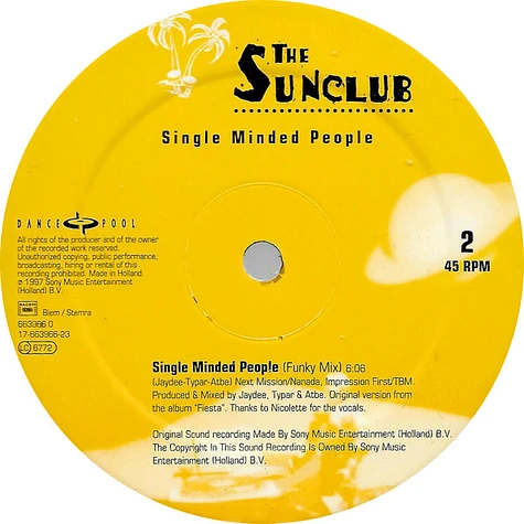 The Sunclub - Single Minded People