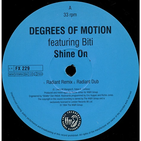 Degrees Of Motion Featuring Biti Strauchn - Shine On