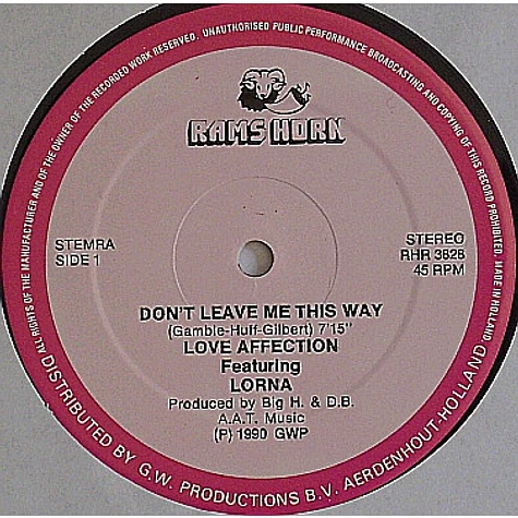 Love Affection Featuring Lorna - Don't Leave Me This Way