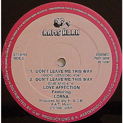 Love Affection Featuring Lorna - Don't Leave Me This Way