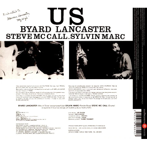 Byard Lancaster, Steve Mccall, Sylvin Marc - Us