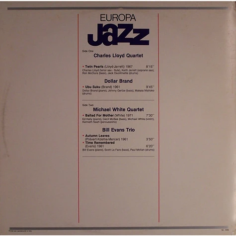 Keith Jarrett, Charles Lloyd, Dollar Brand, Michael White - Europa Jazz