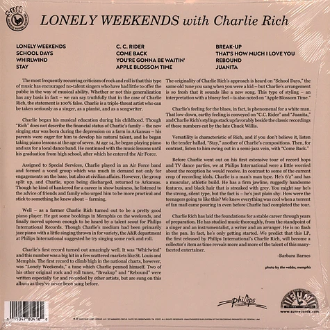 Charlie Rich - Lonely Weekends Vinyl Me, Please Edition