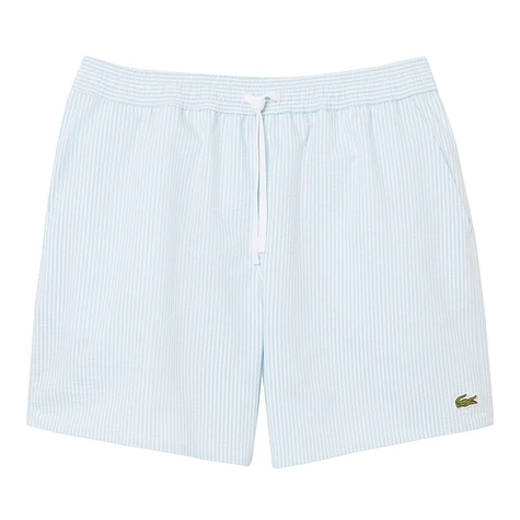 Lacoste - Striped Seersucker Swim Trunks