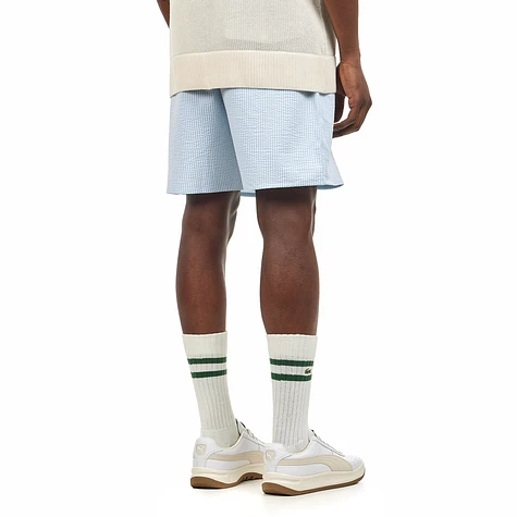 Lacoste - Striped Seersucker Swim Trunks