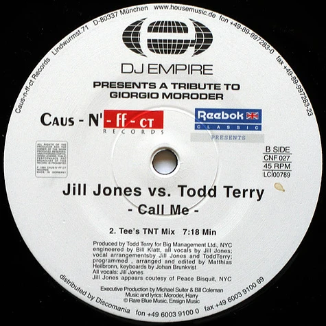 Jill Jones Vs. Todd Terry - Call Me