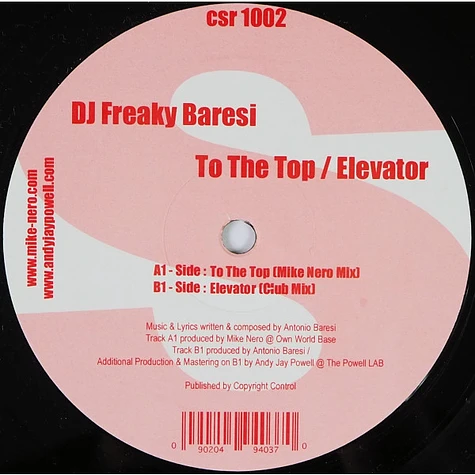 Freaky Baresi - To The Top / Elevator