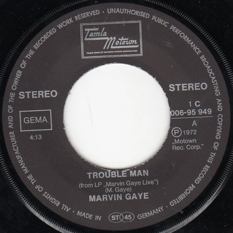 Marvin Gaye - Marvin Gaye Live - Trouble Man / Distant Lover