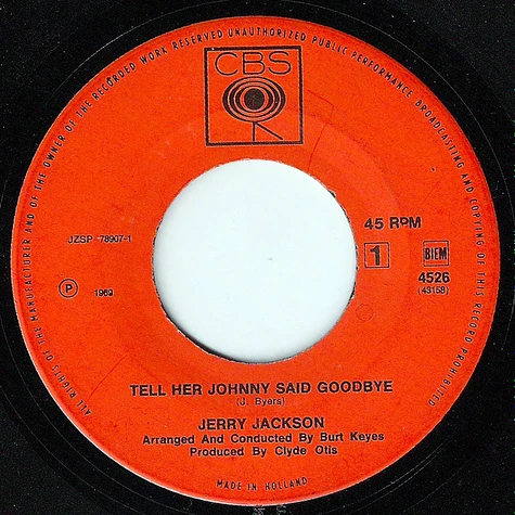 Jerry Jackson - Tell Her Johnny Said Goodbye / Always