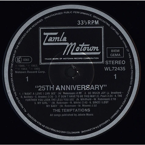 The Temptations - 25th Anniversary