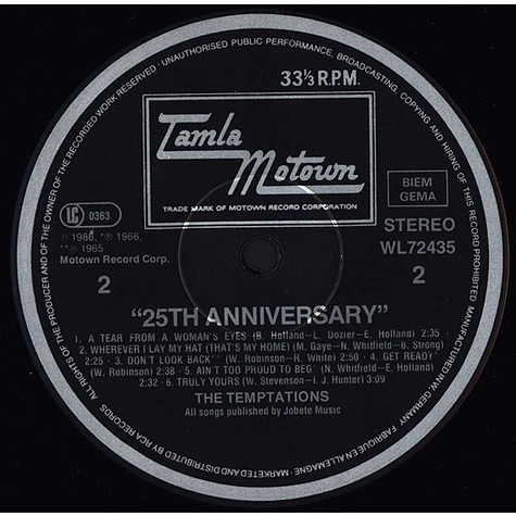 The Temptations - 25th Anniversary