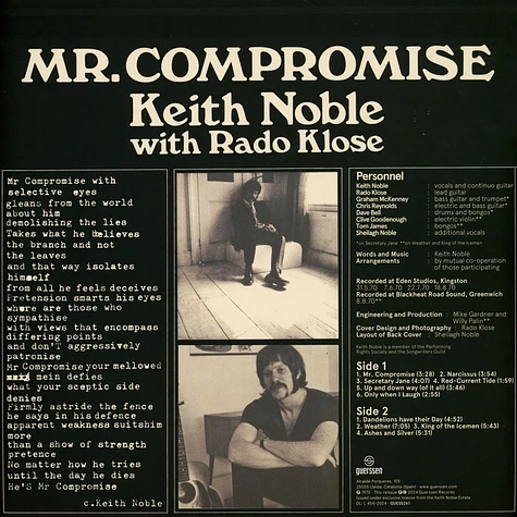 Keith Noble - Mr. Compromise Clear Vinyl Edition