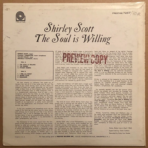 Shirley Scott With Stanley Turrentine - The Soul Is Willing