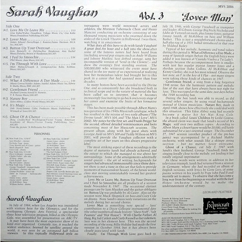 Sarah Vaughan - Lover Man Vol. 3