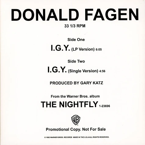 Donald Fagen - I.G.Y. (What A Beautiful World)