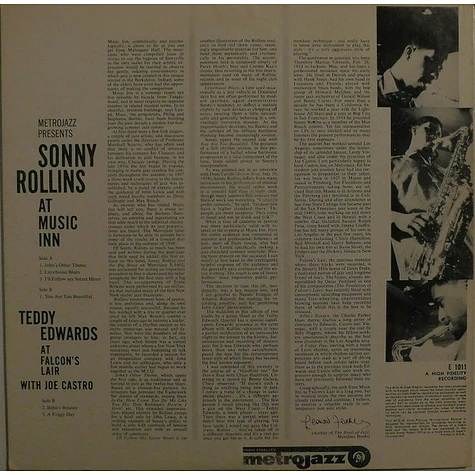 Sonny Rollins / Teddy Edwards With Joe Castro - At Music Inn / At Falcon's Lair