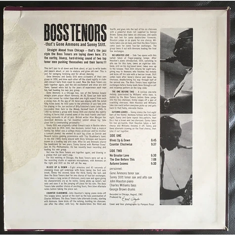 Gene Ammons / Sonny Stitt - Boss Tenors: Straight Ahead From Chicago August 1961