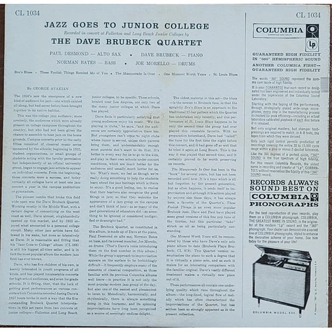 The Dave Brubeck Quartet - Jazz Goes To Junior College