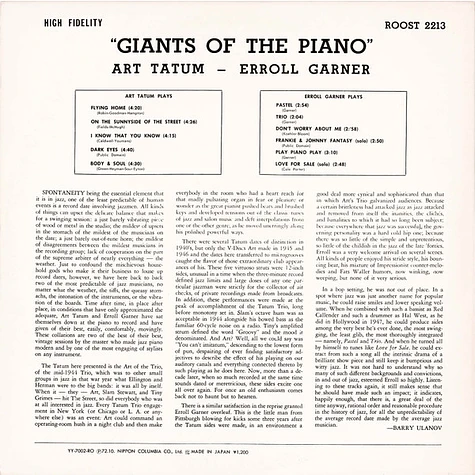 Art Tatum, Erroll Garner - Giants Of The Piano