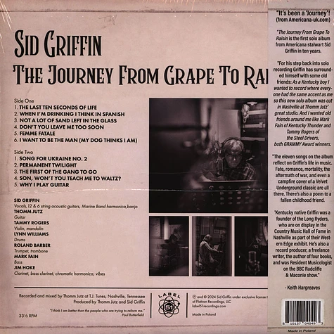 Sid Griffin - The Journey From Grape To Raisin Turquoise Vinyl Edition