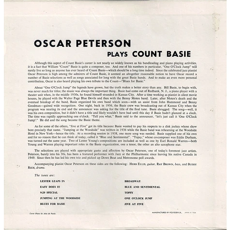 Oscar Peterson - Oscar Peterson Plays Count Basie