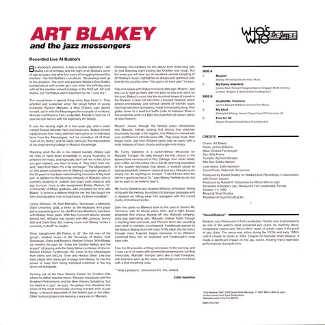 Art Blakey & The Jazz Messengers - Live At Bubba's 1980 Clear Violet Vinyl Edition